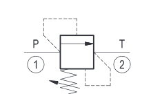 Schemat zaworu przelewowego bezpośredniego działania VS303F