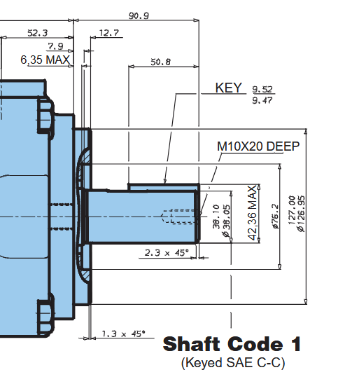 Wymiary wału 01 do T6ED