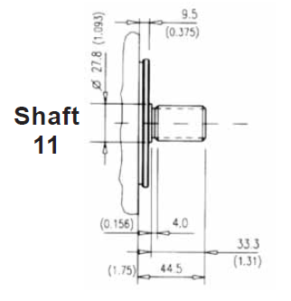 Wymiary wału 11 do pompy BQ02