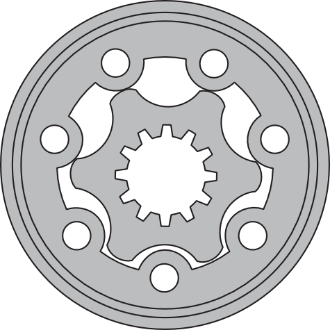 Przekrój elementów gerotora w silnikach MP