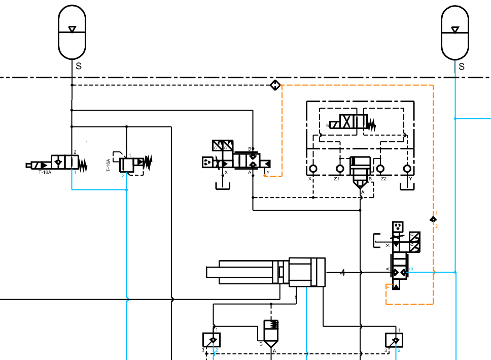 Fragment schematu hydraulicznego maszyny odlewniczej