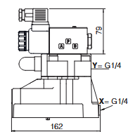 Wymiary zaworu AGAM-32/10 z zaworem pilotowym DHL