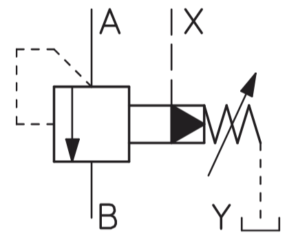 Symbol hydrauliczny zaworu AGIU