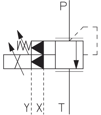 Schemat przelewowego zaworu proporcjonalnego AGMZE-A