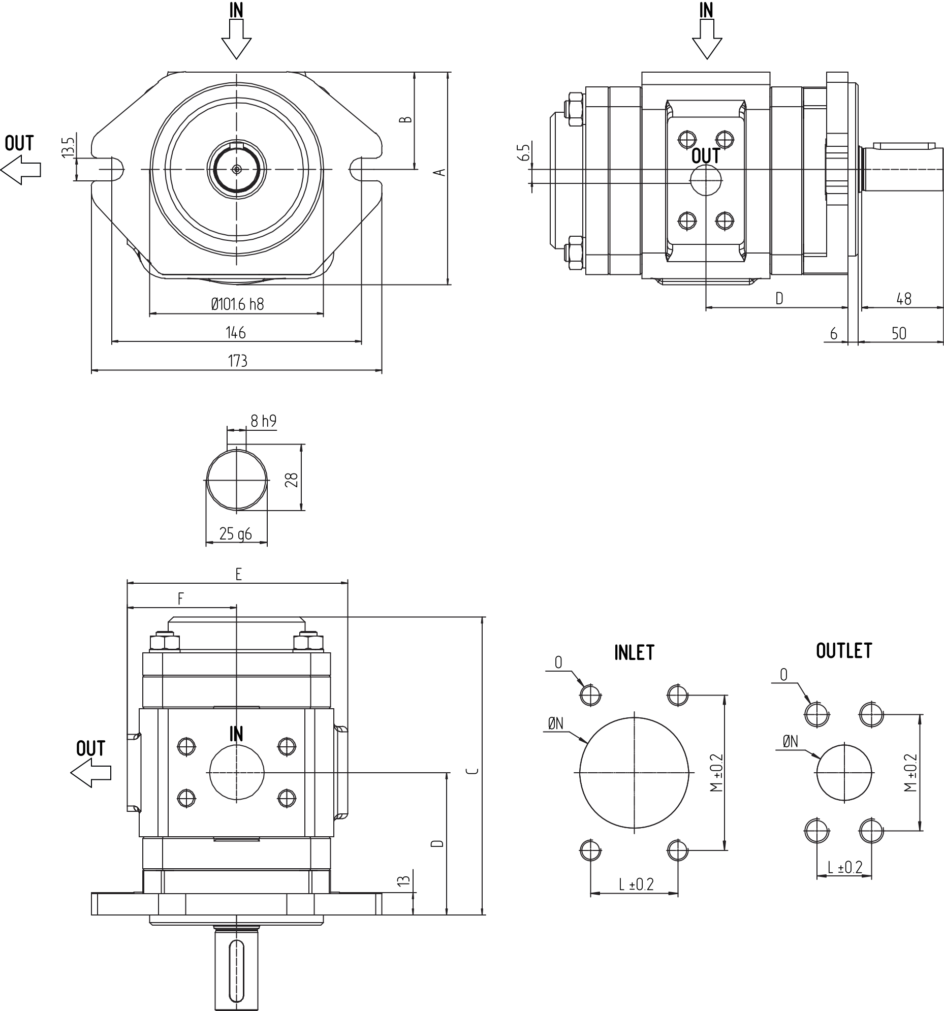 Wymiary pompy PGI-20 Atos