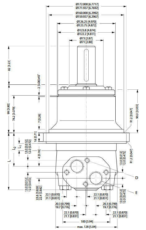 Wymiary silnika OMTW500