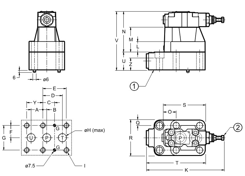 Wymiary zaworu RQA5-P5/1/42