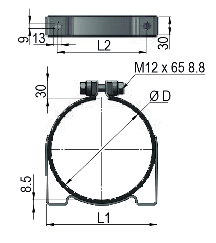 Wymiary obejmy do akumulatorów ABVE4