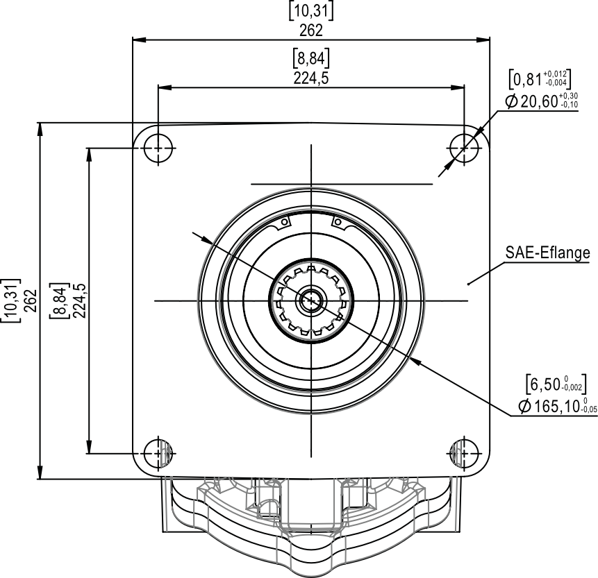 Wymiary kołnierza montażowego silnika MA250