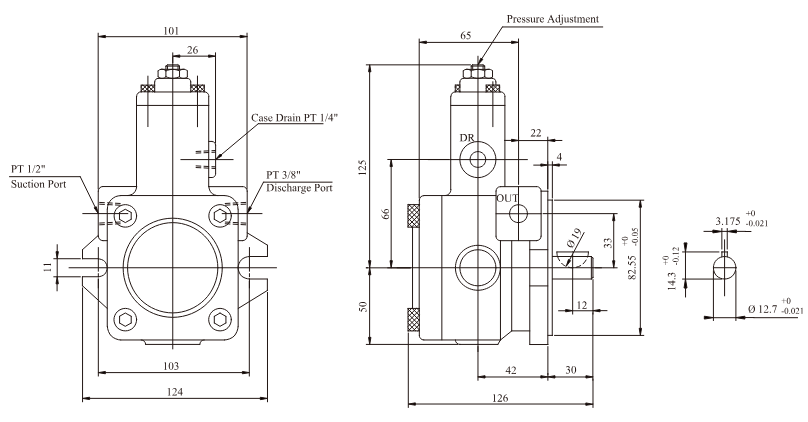 Wymiary pompy VPKCF8