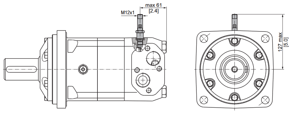 Wymiary czujnika prędkości obrotowej silnika MV