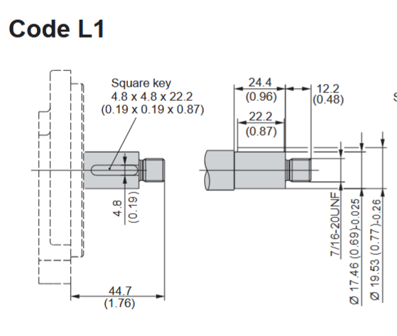 Wymiary wału L1 w pompie 3349111555