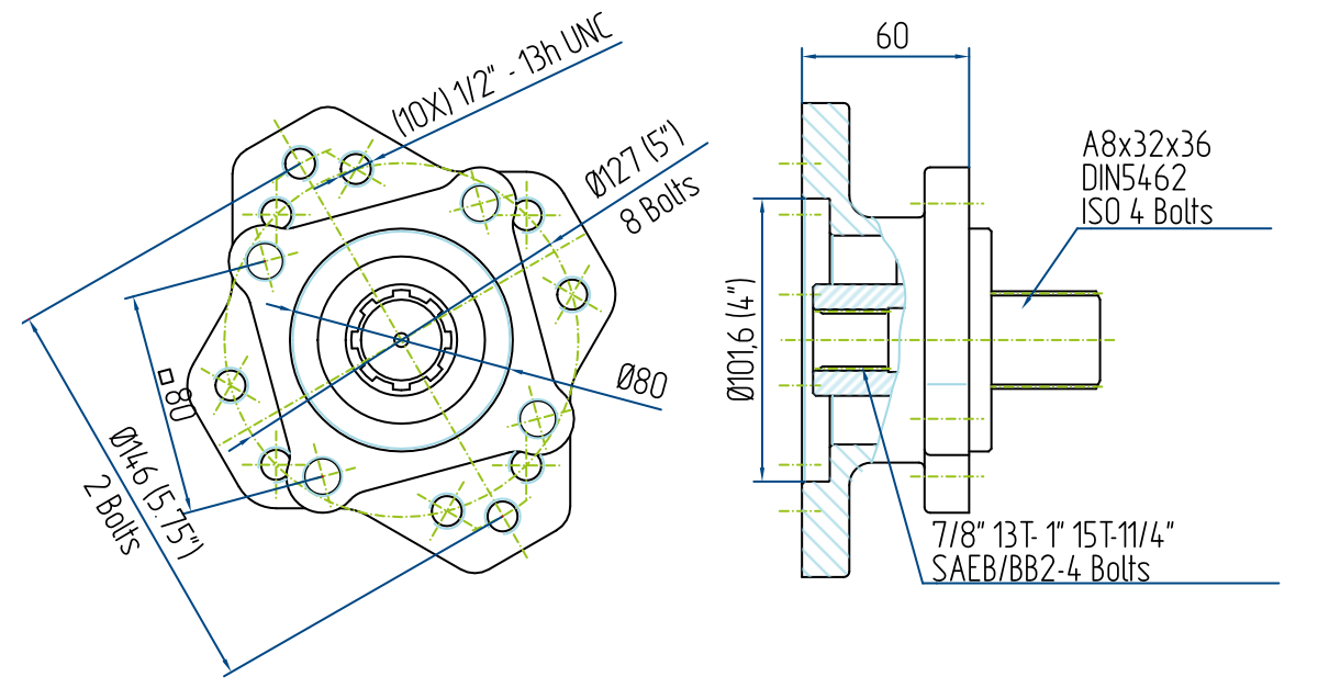 Wymiary adaptera H-141
