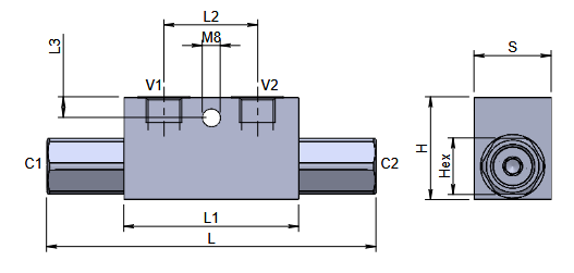 Wymiary zamka hydraulicznego KOHU38