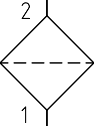 Symbol hydrauliczny filtra powierzchniowego, ciśnieniowego