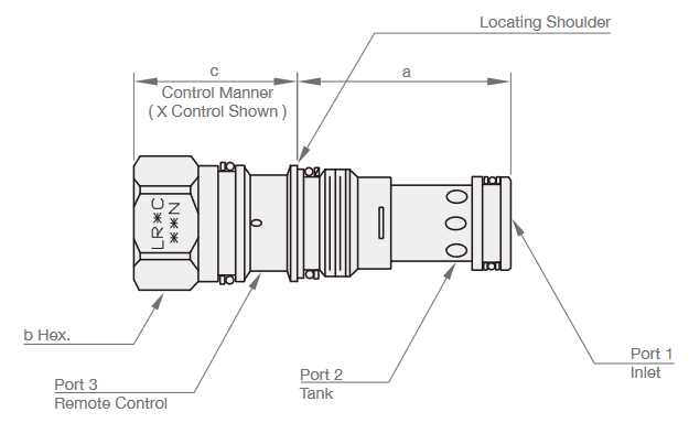 Wymiary zaworu LR2C-T11A-XGN