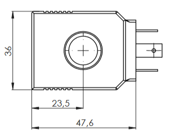 Wymiary cewki Tecfluid 24 VDC