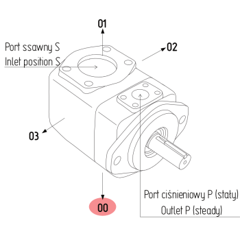 Położenie portów 00 / Oil ports orientation: 00